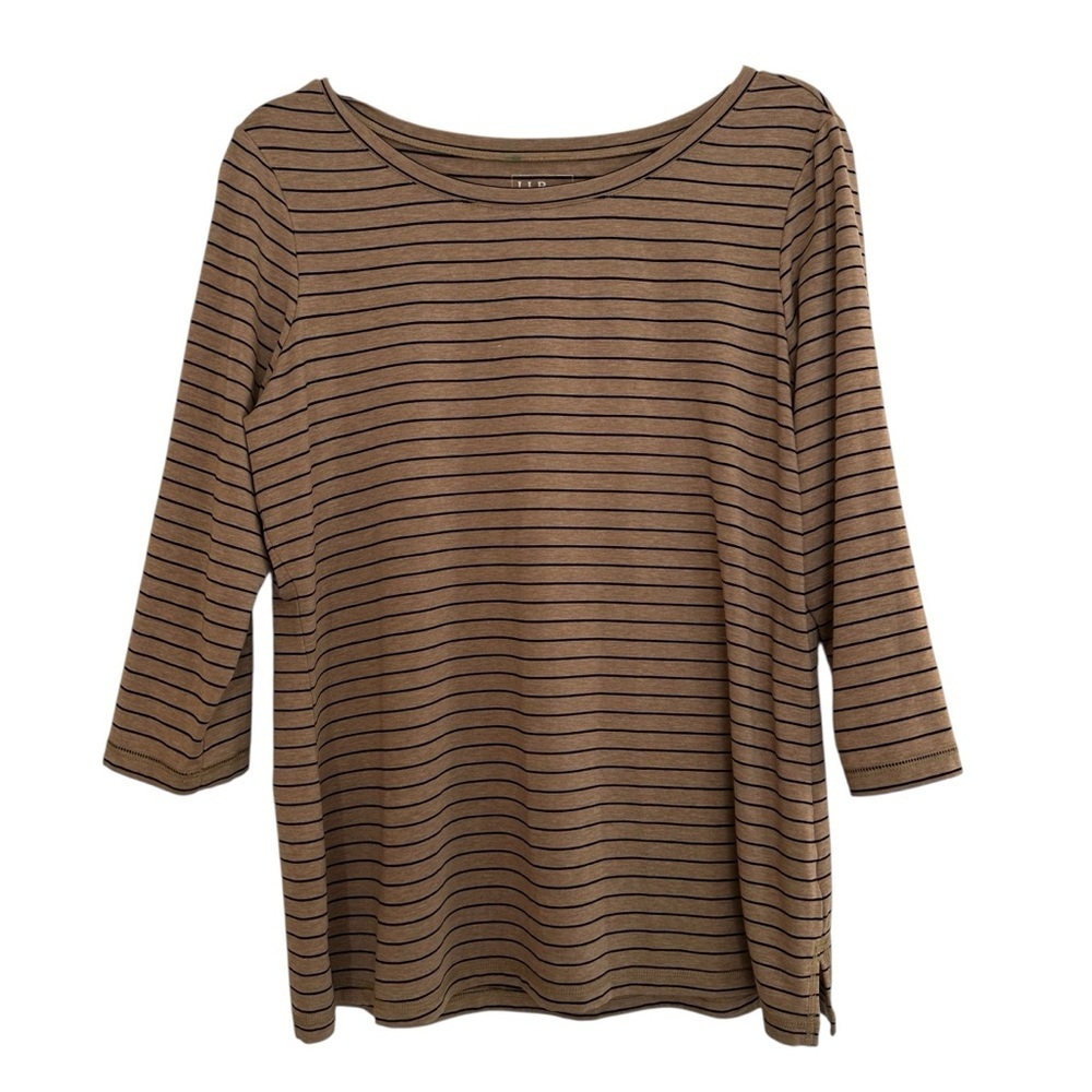 L. L. Bean brown black striped tunic Tencel spandex blend activewear casual